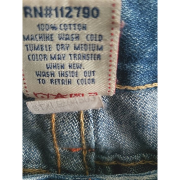 True Religion Jeans Women’s 27 Blue  Bell Bottom Distressed 100% Cotton - Picture 10 of 10